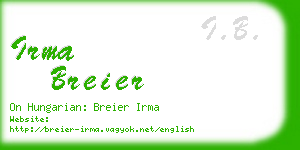 irma breier business card